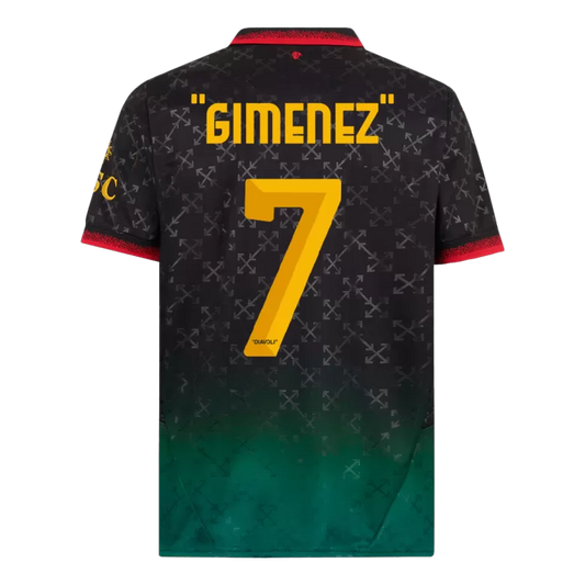 Camisola Ac Milan 2024-25 Alternativa Preta/Verde Versão Adepto "GIMENEZ" #7