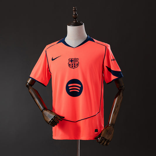 Camisola FC Barcelona 2025-26 Alternativa Laranja UCL Versão Adepto LEWANDOWSKI #9