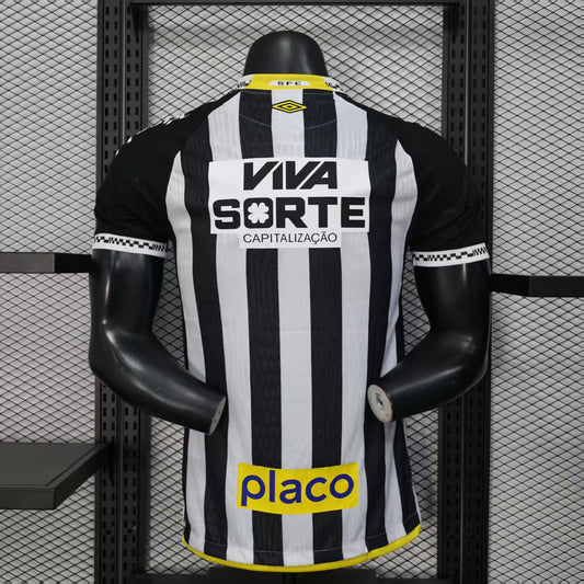Camisola Santos FC 2025-26 Alternativa Preta/Branca Versão Jogador Todos Patrocinadores