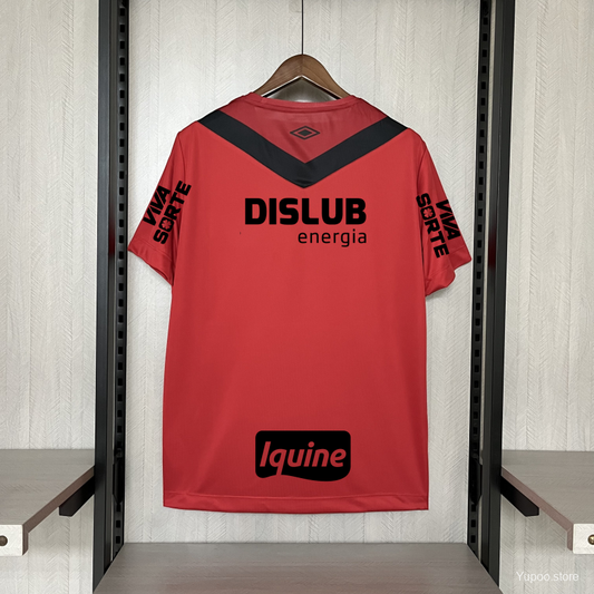 Camisola Sport Recife 2024-25 Alternativa Vermelha Versão Adepto Todos Patrocinadores