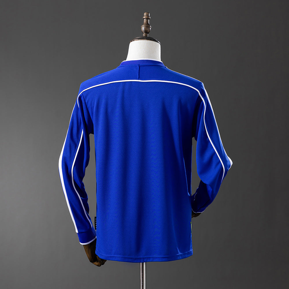 Camisola Manga Comprida Brasil 1998 Alternativa Azul Versão Adepto
