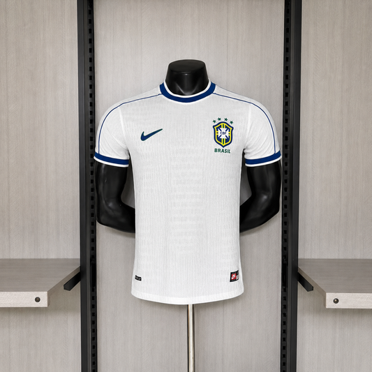 Camisola Brasil 1998 Alternativa Branca Versão Jogador