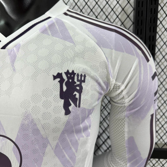 Camisola Manga Gomprida M-United 2025-26 Alternativa Branca Versão Jogador