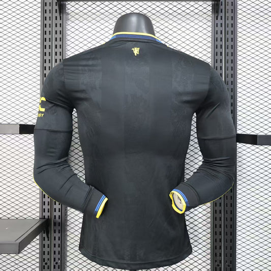 Camisola Manga Comprida M-United 2025-26 Alternativa Preta Versão Jogador