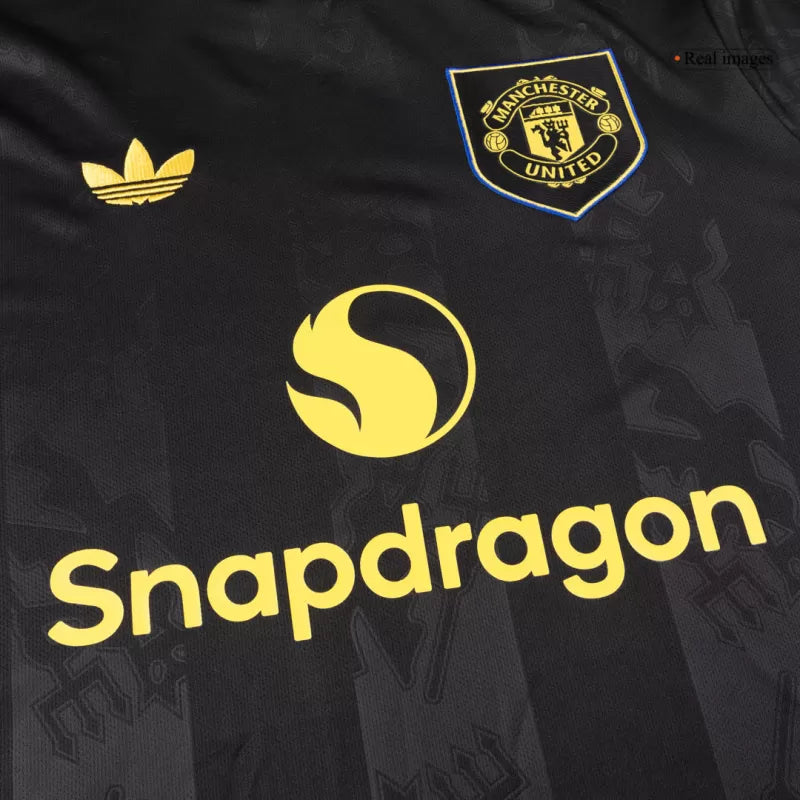Camisola Manga Comprida M-United 2025-26 Alternativa Preta Versão Jogador Adepto