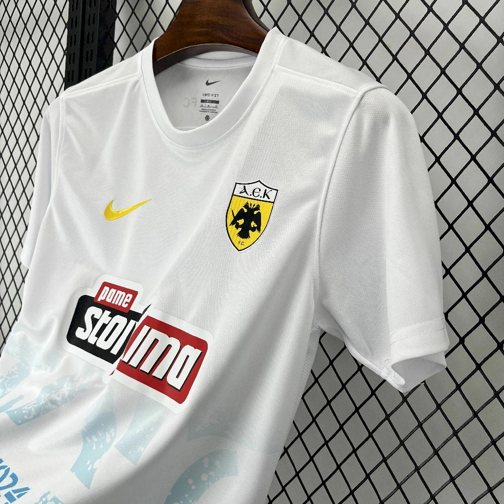 Camisola AEK Atenas 2025-26 Alternativa Branca Versão Adepto