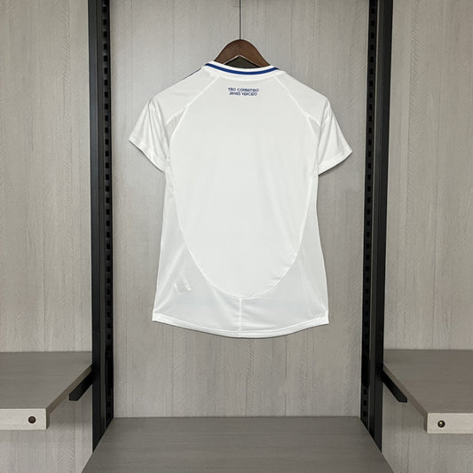 Camisola Cruzeiron EC 2025-26 Alternativa Branca Lisa Versão Mulher
