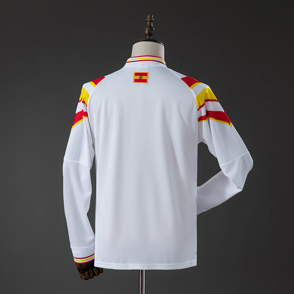 Camisola Manga Comprida Espanha 1996 Alternativa Branca Versão Adepto