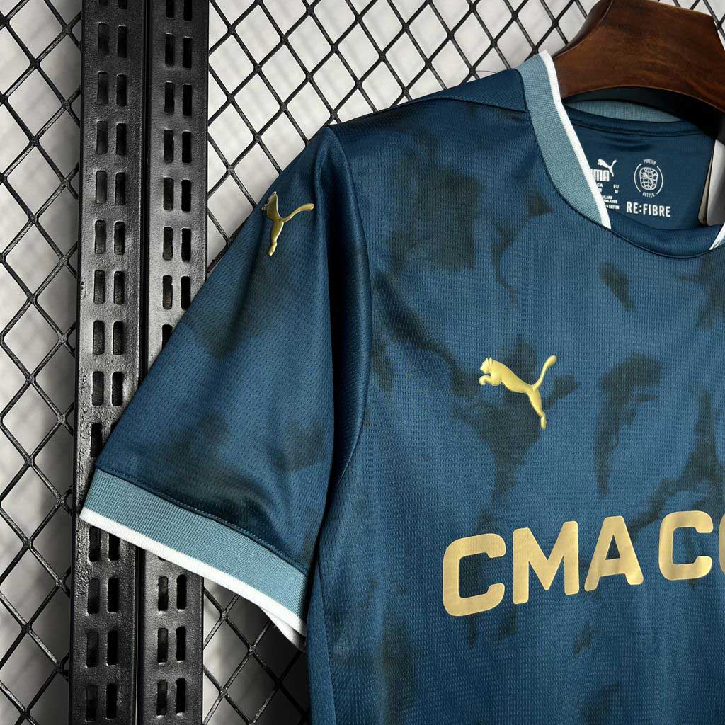 Camisola Olympique Marselha 2024-25 Alternativa Azul Versão Adepto