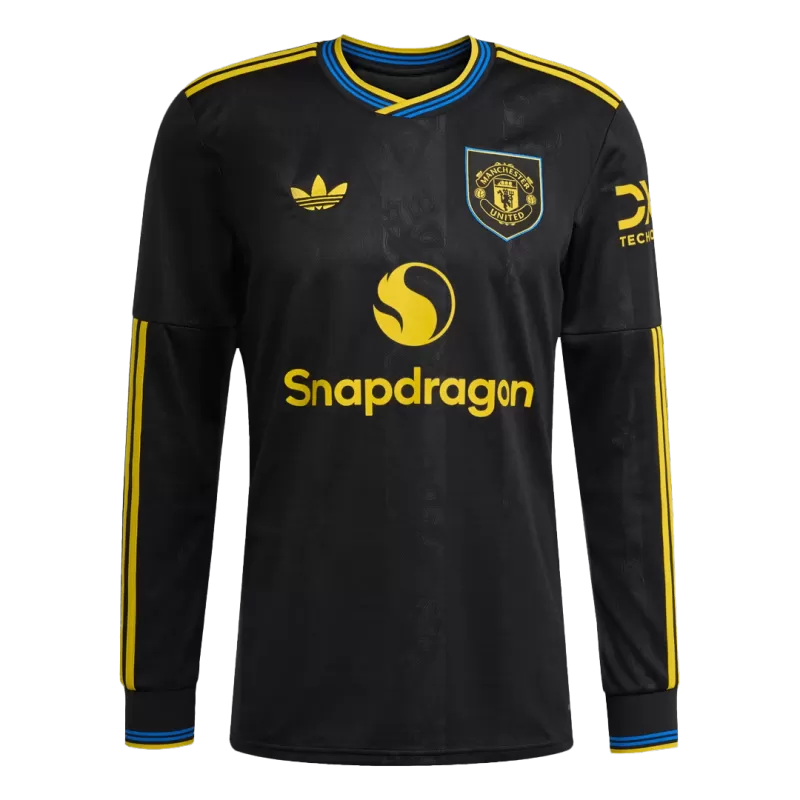 Camisola Manga Comprida M-United 2025-26 Alternativa Preta Versão Jogador Adepto