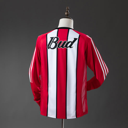 Camisola Manga Comprida CA River Plate 2003-04 Alternativa Riscas Versão Adepto
