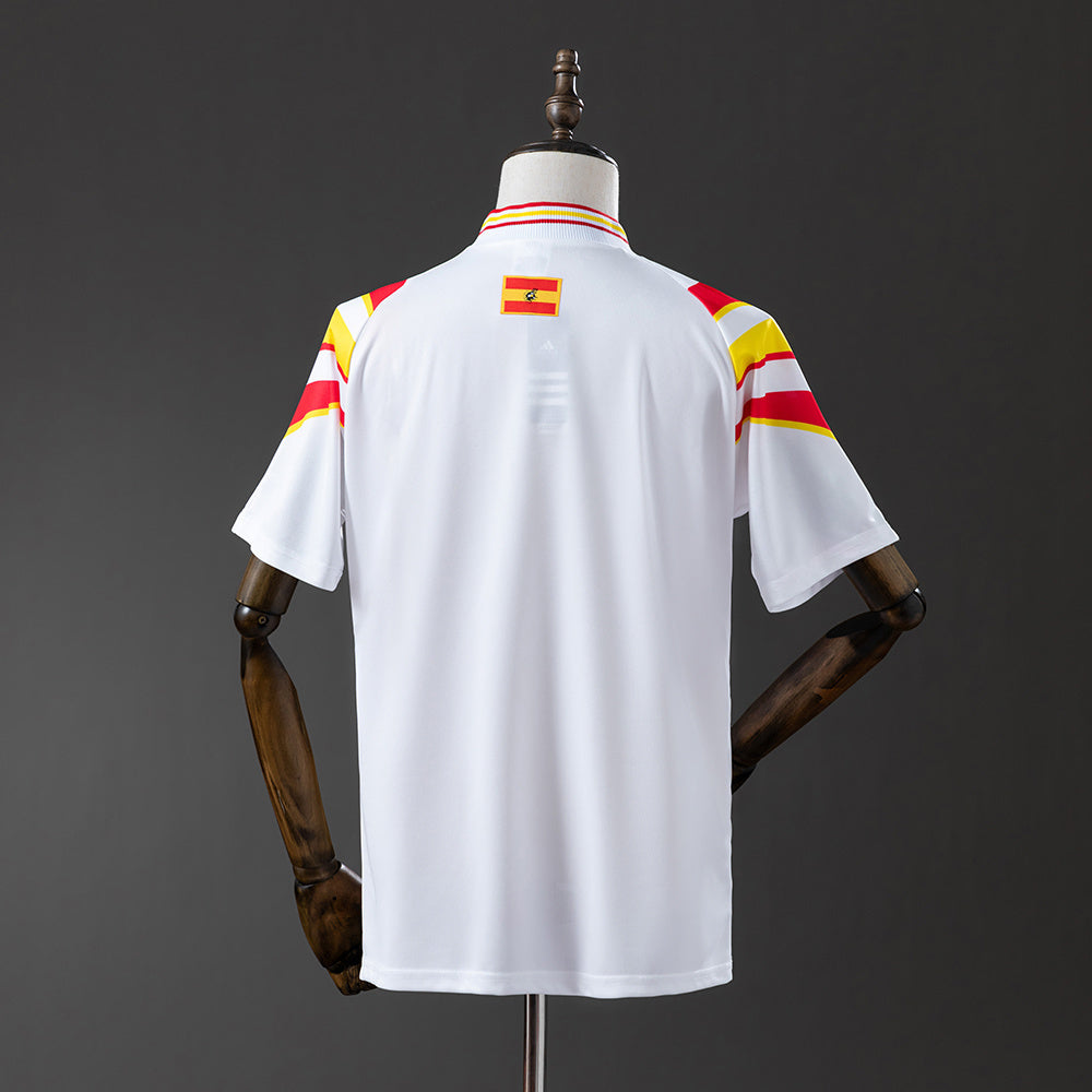 Camisola Espanha 1996 Alternativa Branca Versão Adepto