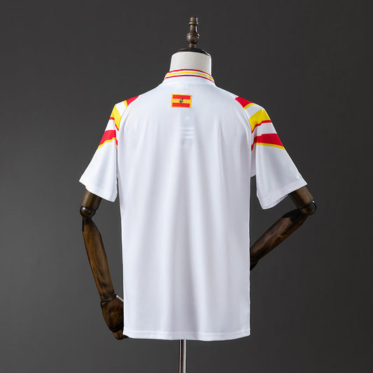 Camisola Espanha 1996 Alternativa Branca Versão Adepto