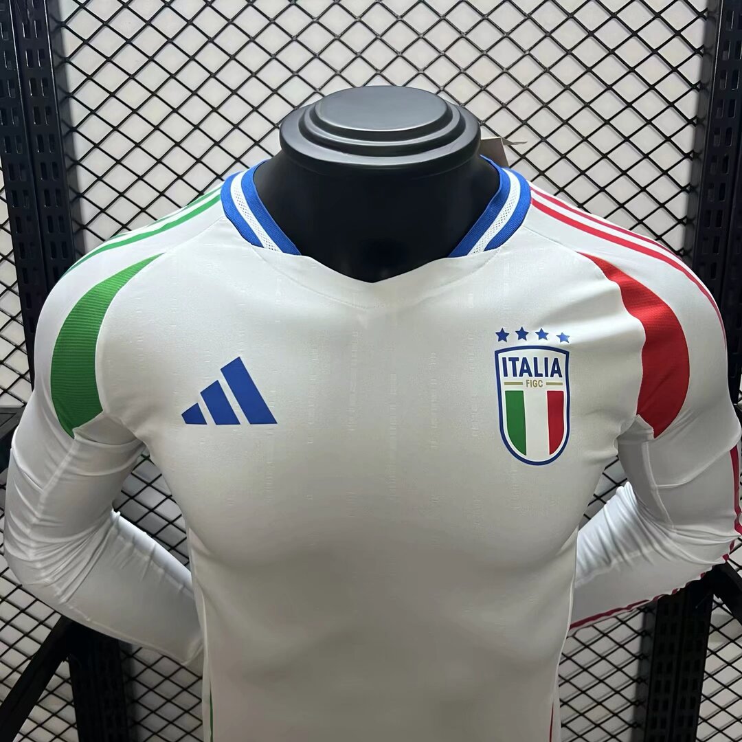 Camisola Manga Comprida Italia 2024 Alternativa Branca Versão Jogador