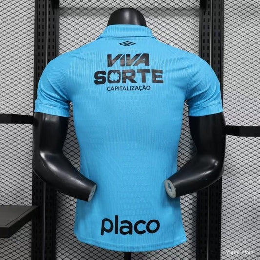 Camisola Santos FC 2025-26 Alternativa Azul Versão Jogador Todos Patrocinadores