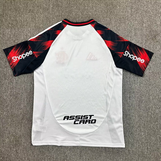 Camisola CR Flamengo 2025-26 Alternativa Branca Versão Adepto Todos Patrocinadores