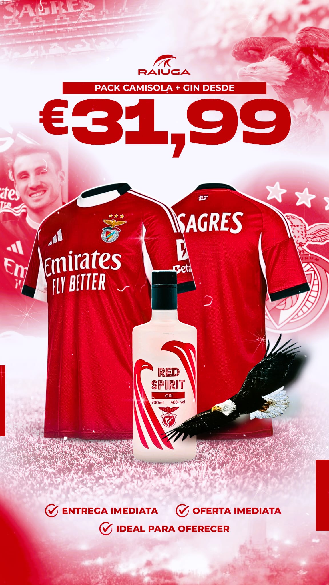 Pack GIN + Camisola S.L.B. 2025-26 Principal Versão Adepto