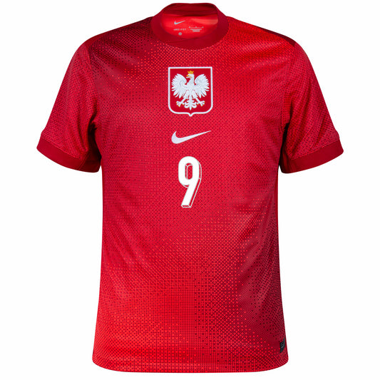 Camisola Polonia 2024 Alternativa Vermelha Versão Adepto LEWANDOWSKI #9