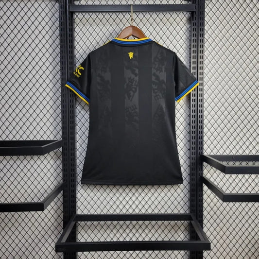 Camisola M-United 2025-26 Alternativa Preta Versão Mulher