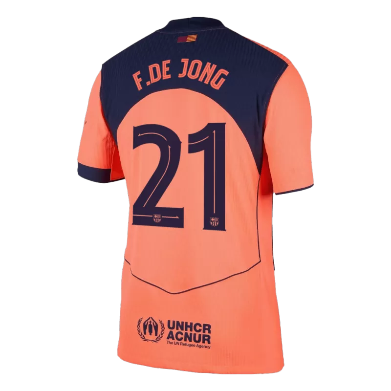 Camisola FC Barcelona 2025-26 Alternativa Laranja UCL Versão Adepto F.DE JONG #21