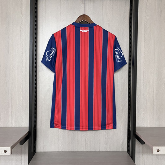 Camisola EC Bahia 2025-26 Alternativa Vermelha/Riscas Versão Adepto Todos Patrocinadores