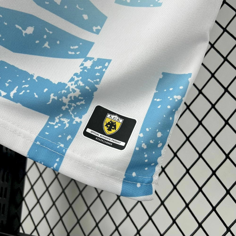 Camisola AEK Atenas 2025-26 Alternativa Branca Versão Adepto