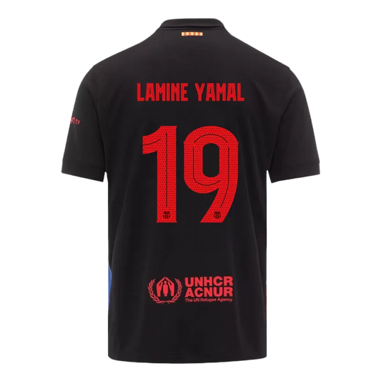 Camisola FC Barcelona 2024-25 Alternativa Preta UCL Versão Adepto LAMINE YAMAL #19