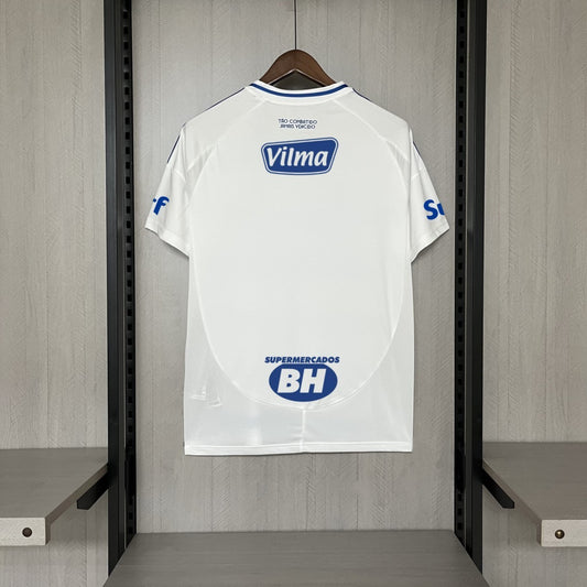 Camisola Cruzeiro EC 2025-26 Alternativa Branca Versão Adepto Todos Patrocinadores