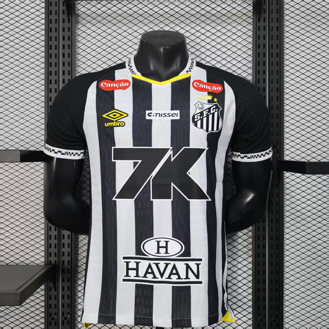 Camisola Santos FC 2025-26 Alternativa Preta/Branca Versão Jogador Todos Patrocinadores