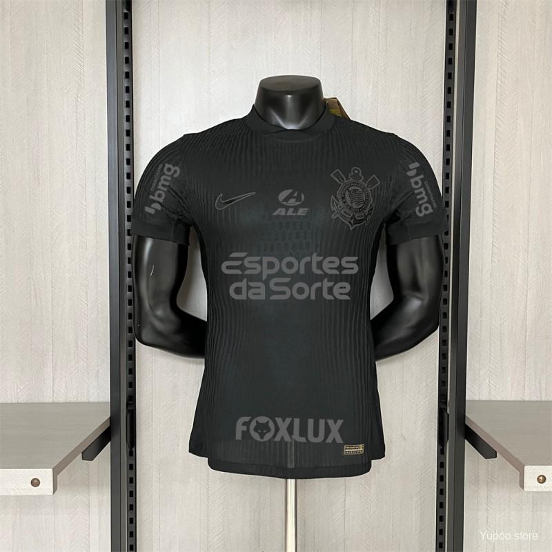 Camisola SC Corinthians 2024-25 Alternativa Preta Versão Jogador Todos Patrocinadores