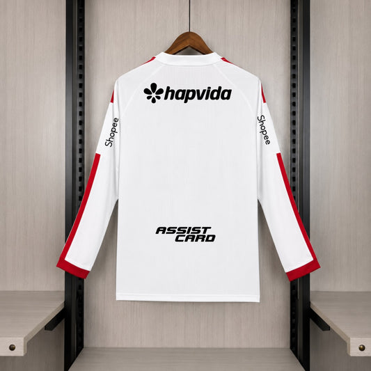 Camisola Manga Comprida CR Flamengo 2026-27 Alternativa Branca Versão Adepto Todos Patrocinadores