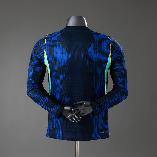 Camisola Manga Comprida Brasil 2026 Alternativa Azul Versão Jogador