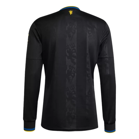 Camisola Manga Comprida M-United 2025-26 Alternativa Preta Versão Jogador Adepto