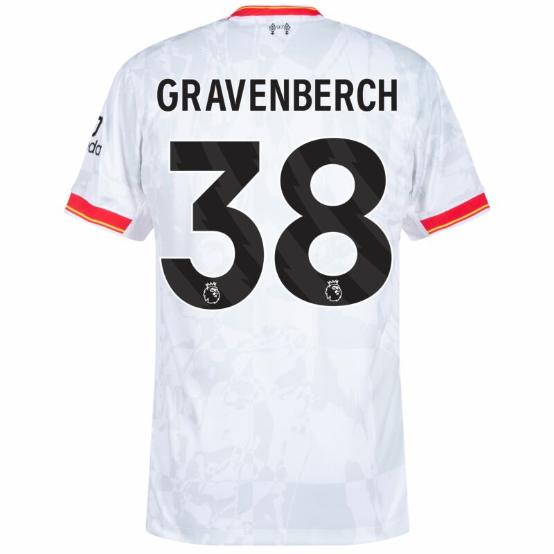 Camisola LIV 2024-25 Alternativa Branca Versão Adepto GRAVENBERCH #38