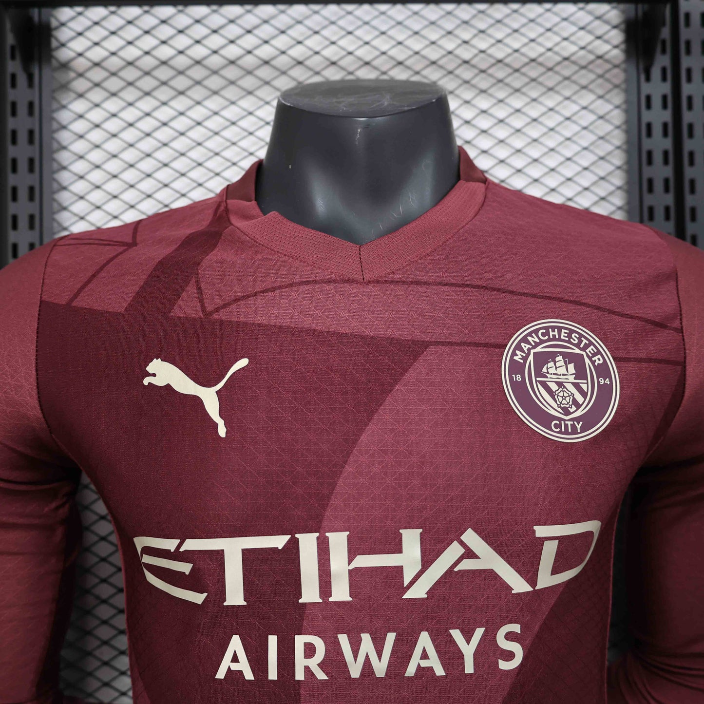 Camisola Manga Comprida MCI 2024-25 Alternativa Vermelha Versão Jogador