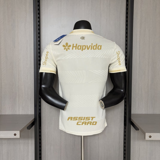 Camisola CR Flamengo 2025-26 Alternativa Amarela Versão Jogador Todos Patrocinadores