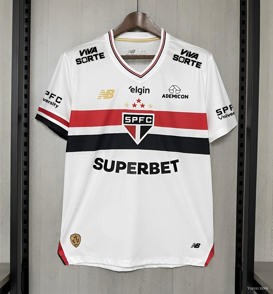 Camisola São Paulo 2025-26 Principal Versão Adepto Todos Patrocinadores