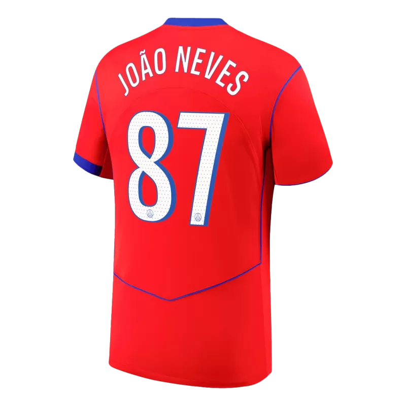 Camisola FC Paris Saint-Germain 2025-26 Alternativa Vermelha Versão Adepto JOÃO NEVES #87