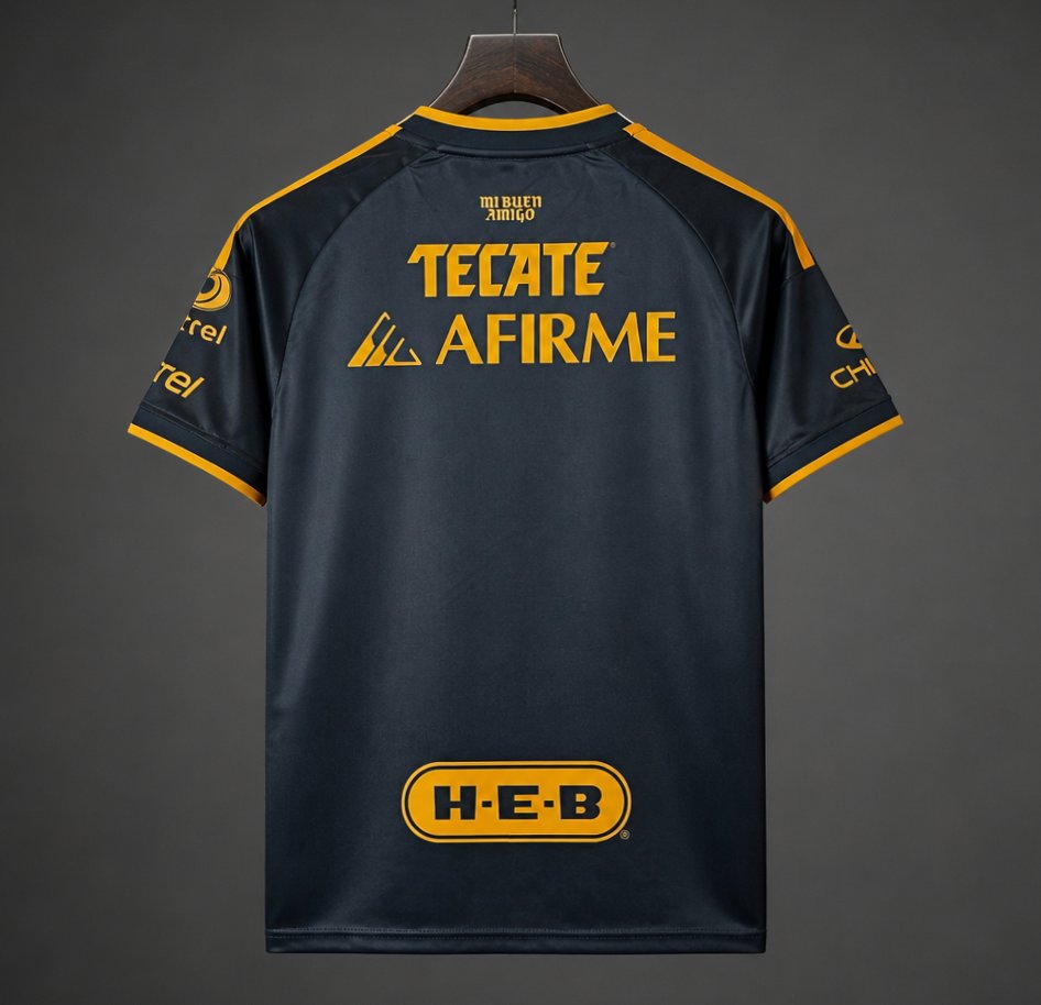 Camisola Tigres UANL 2026-27 Alternativa Preta Versão Adepto
