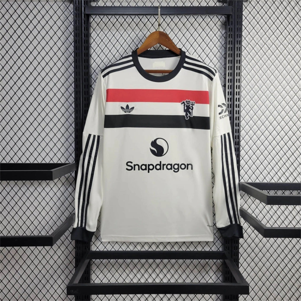 Camisola Manga Comprida M-United 2024-25 Alternativa Branca Versão Adepto