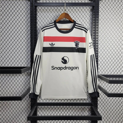 Camisola Manga Comprida M-United 2024-25 Alternativa Branca Versão Adepto