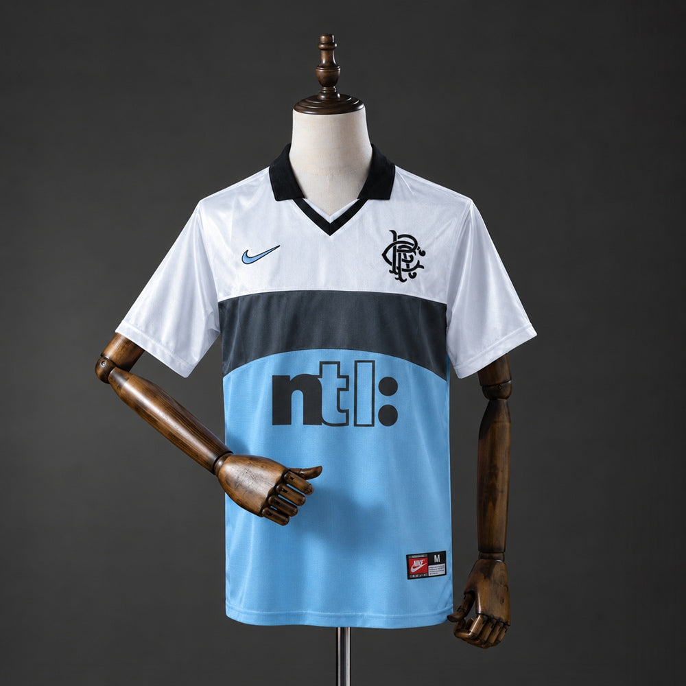 Camisola Rangers FC 1999-00 Alternativa Azul Versão Adepto