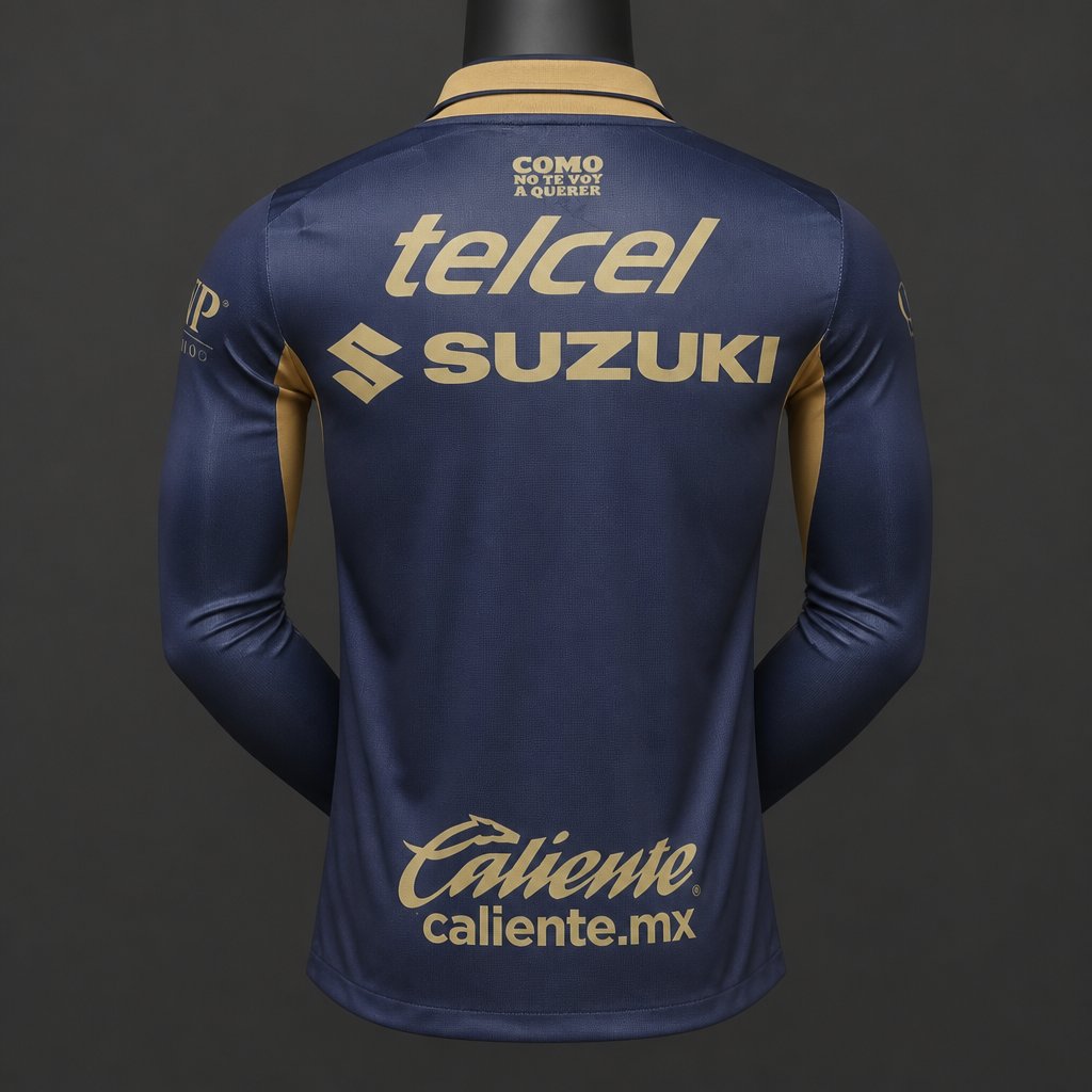 Camisola Manga Comprida UNAM Pumas 2026-27 Alternativa Azul Versão Jogador
