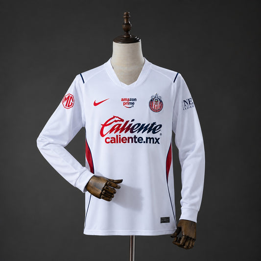 Camisola Manga Comprida CD Chivas 2026-27 Alternativa Branca Versão Adepto