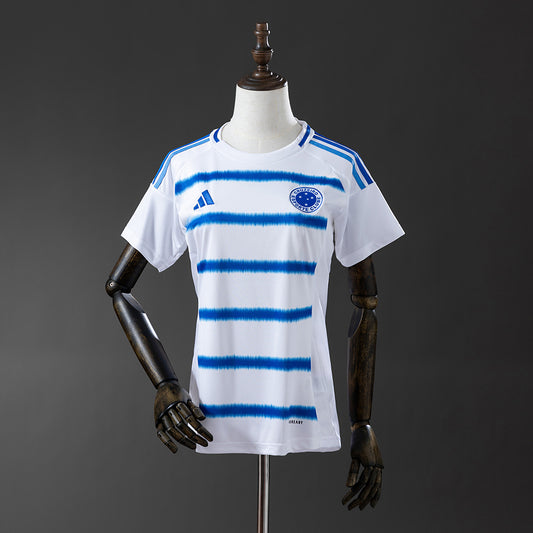 Camisola Cruzeiron EC 2025-26 Alternativa Branca Lisa Versão Mulher