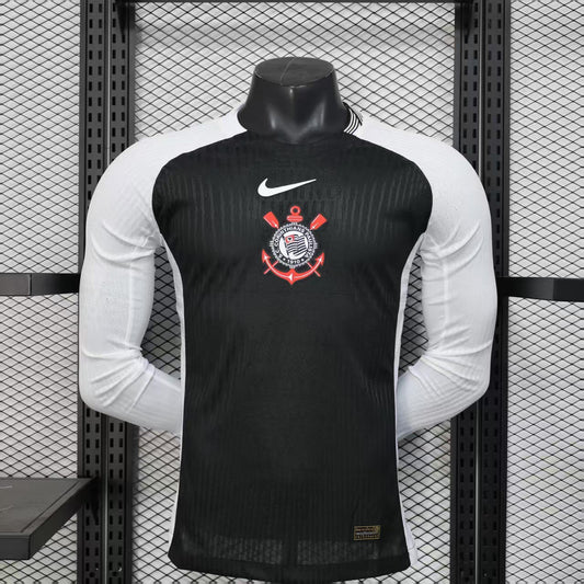 Camisola Manga Comprida SC Corinthians 2025-26 Alternativa Preta Versão Jogador