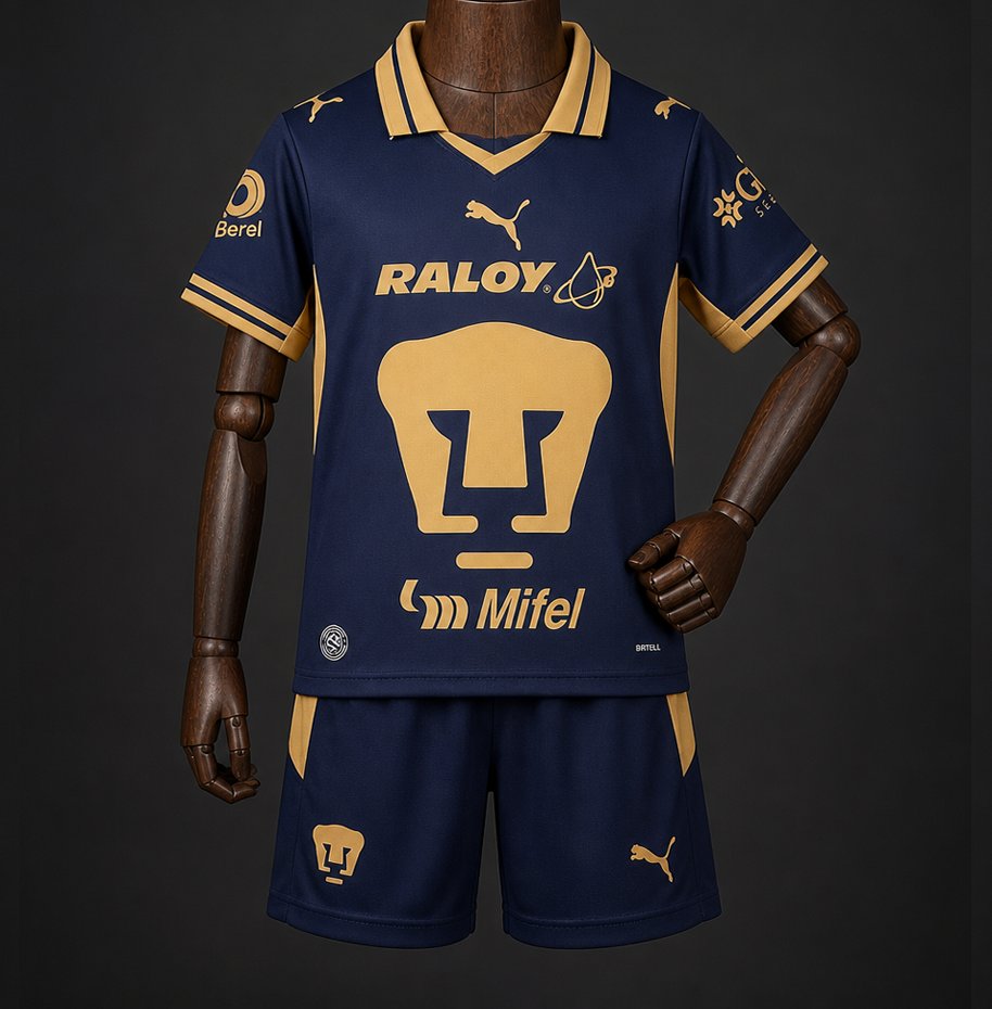 Kit Criança UNAM Pumas 2026-27 Alternativo Azul