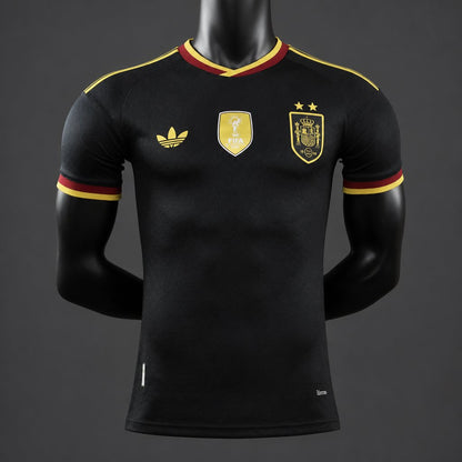 Camisola Espanha 2026 Alternativa Preta 2 Estrelas Campeão Versão Jogador