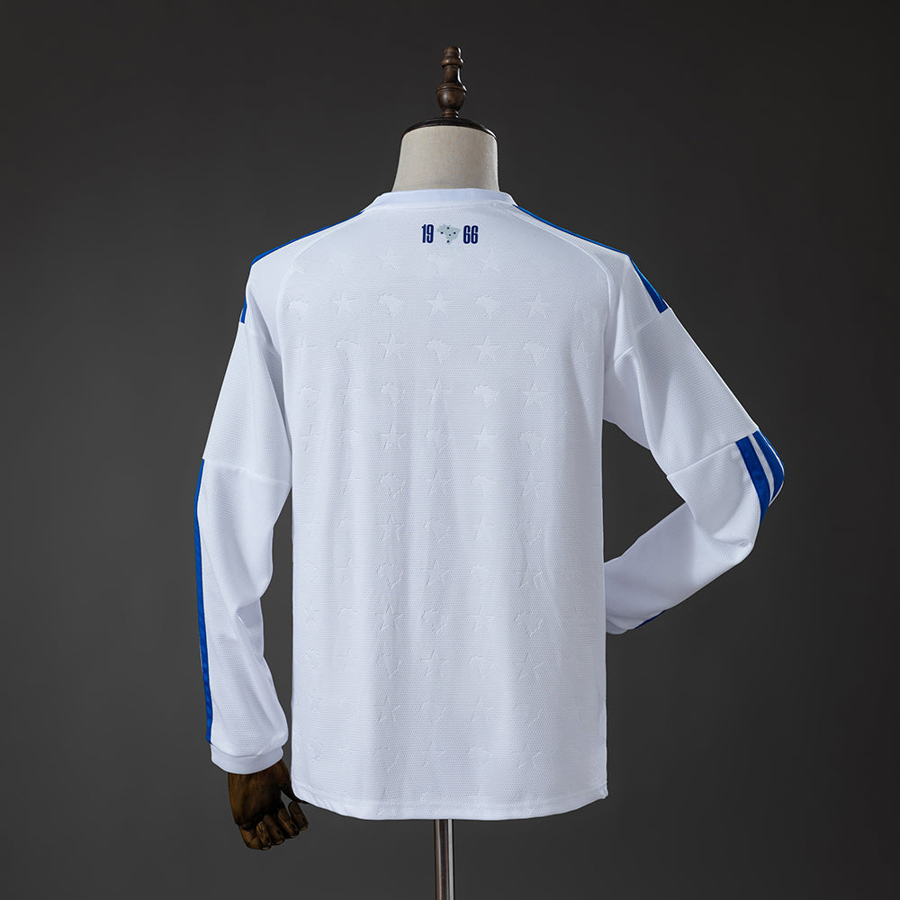 Camisola Manga Comprida Cruzeiro EC 2026-27 Alternativa Branca Lisa Versão Adepto