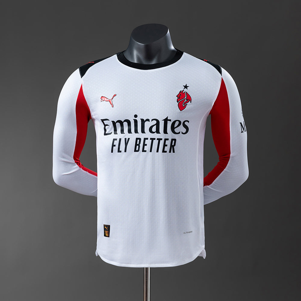 Camisola Manga Comprida Ac Milan 2025-26 Alternativa Branca Versão Jogador